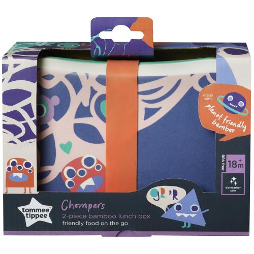 Tommee Tippee Chompers Bamboo Fibre Kids Lunch Box Set Κωδ 423574 Σετ 2 Φαγητοδοχείων από Μπαμπού με Λάστιχο Ασφαλείας 18m+, 1 Τεμάχιο